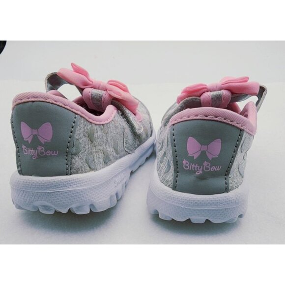 Sketchers memory foam grey pink bow toddler girl shoes size 5 - Picture 3 of 10
